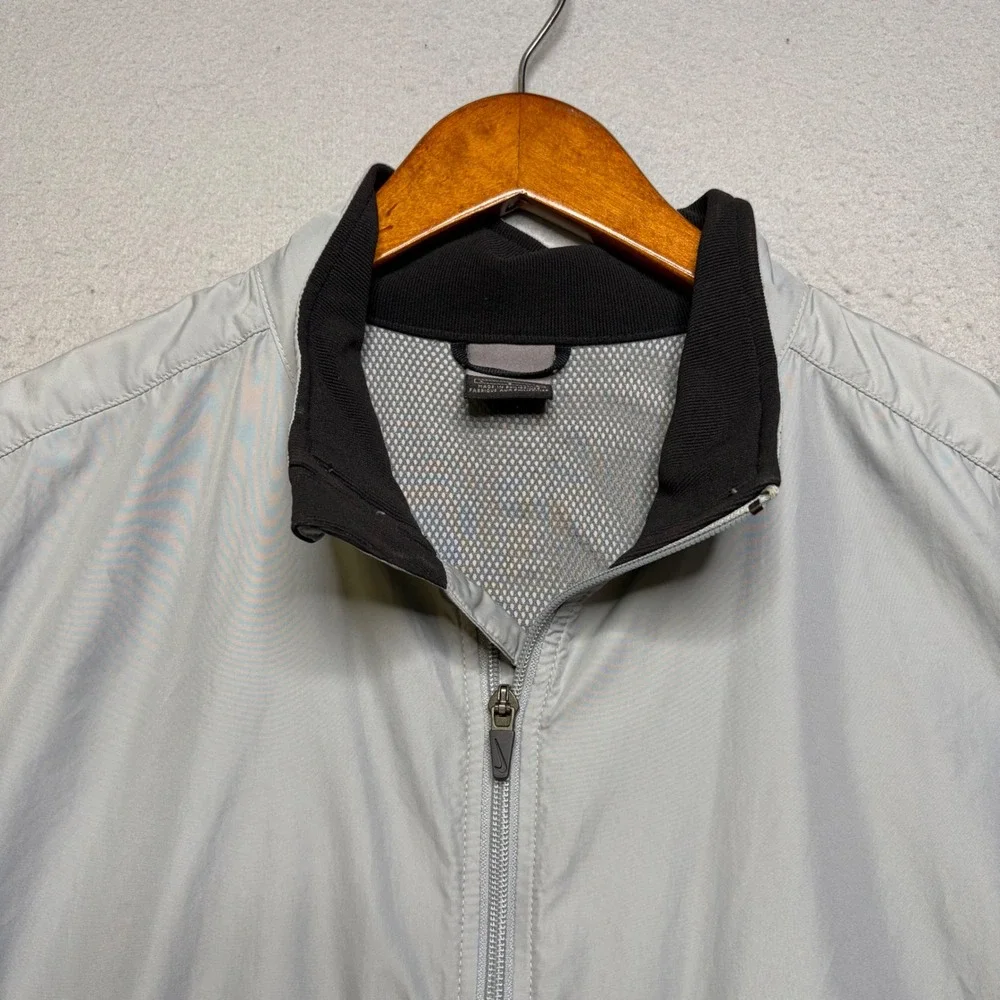 Nike Windbreaker Jacket Mens Large Silver 90s Vintage Full Zip Track Mesh Back